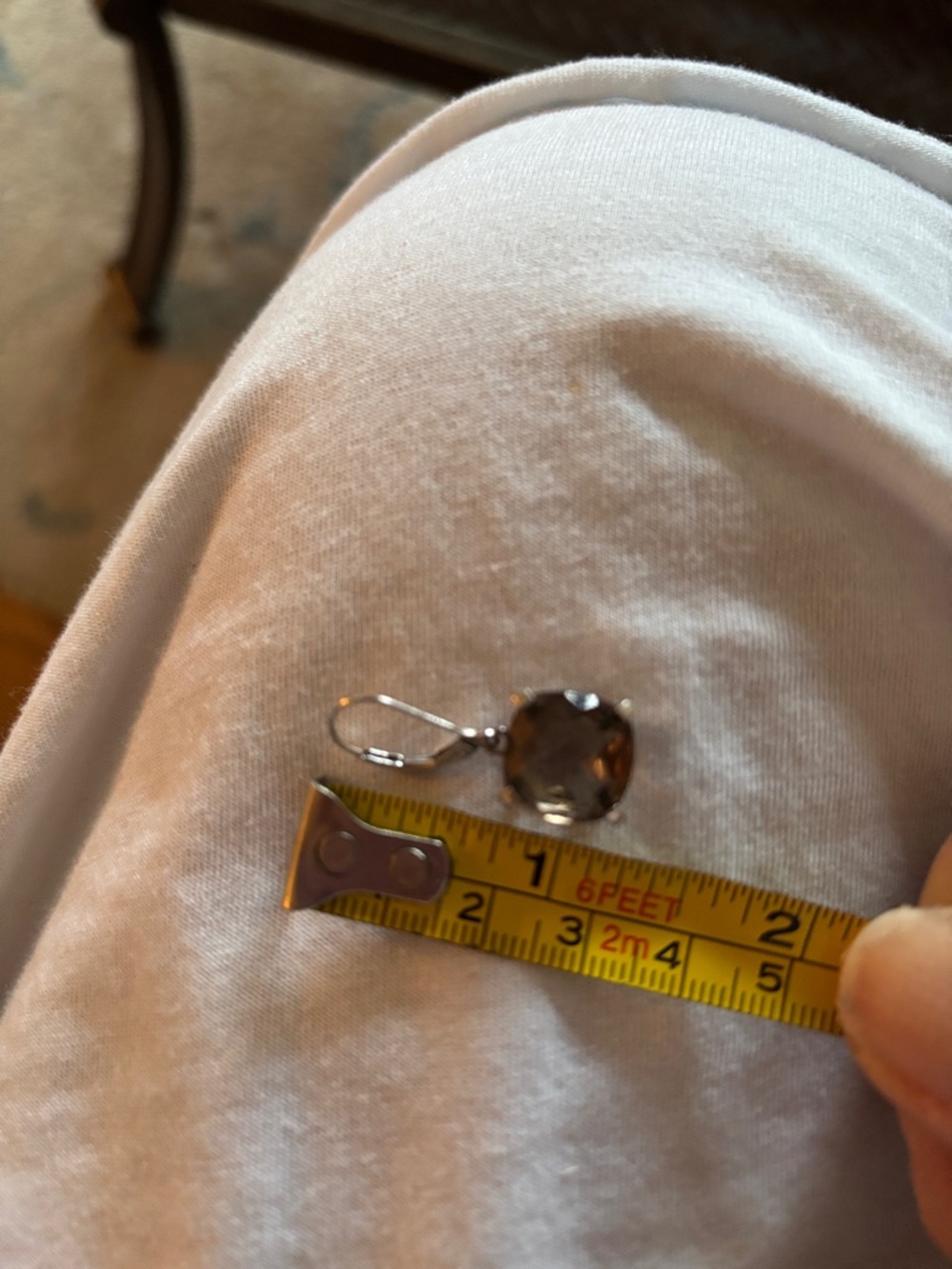 Silver Leverback Earrings with Smoky Brown Gemstones - Picture 7 of 8